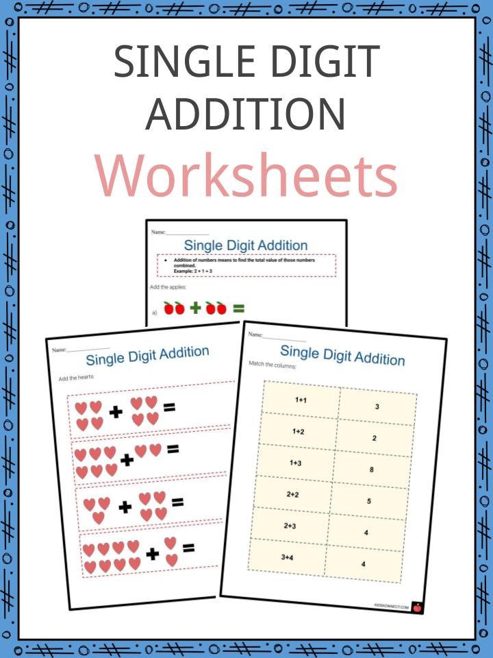 single digit addition worksheets beginner intermediate advanced