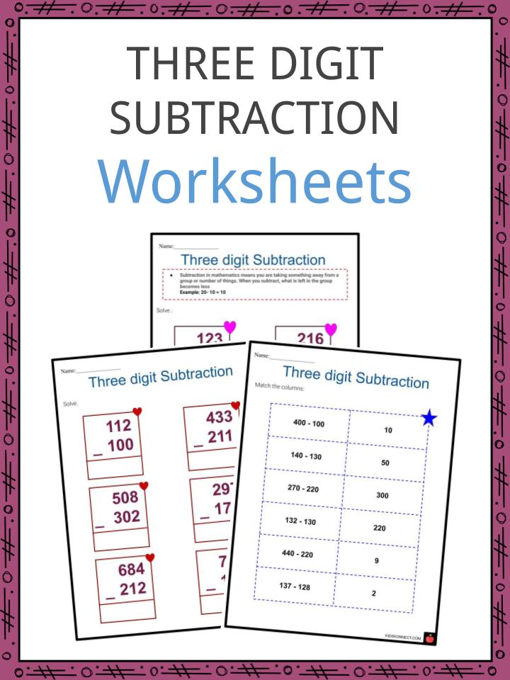 three digit 3 digits subtraction worksheets types of subtraction