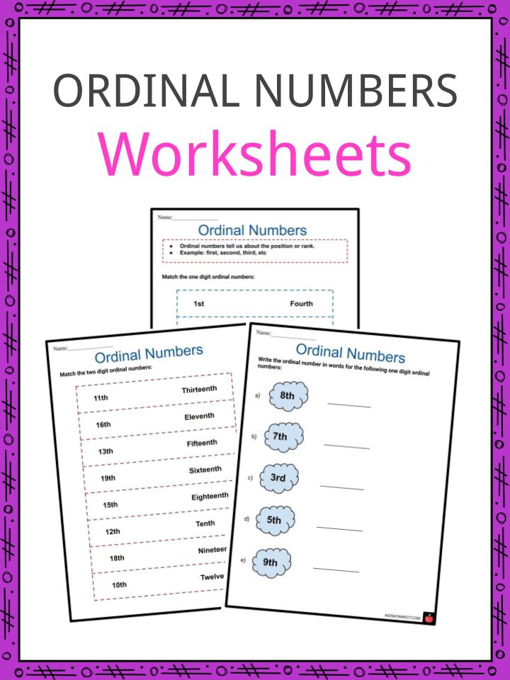 English Ordinal Numbers Worksheets
