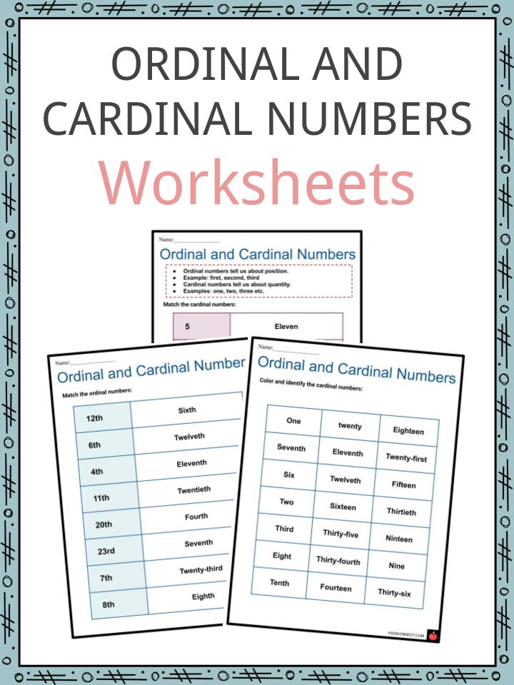 ordinal and cardinal numbers worksheets summary examples