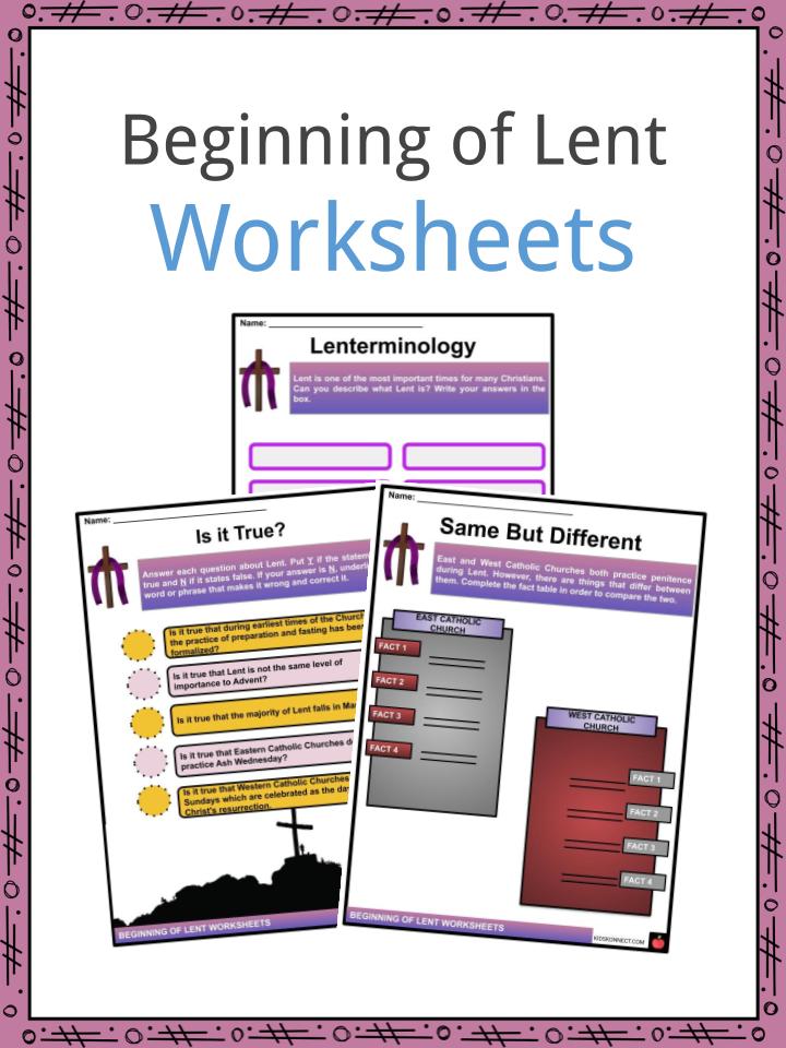 Beginning of Lent Worksheets