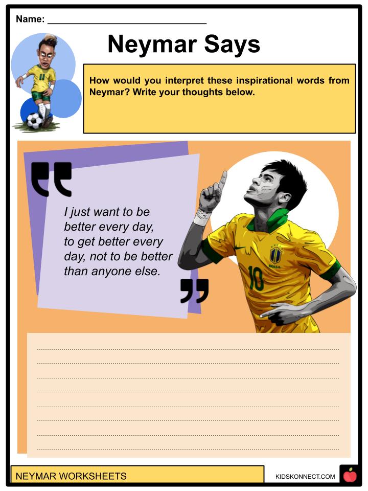 Neymar Facts Worksheets Early Life For Kids