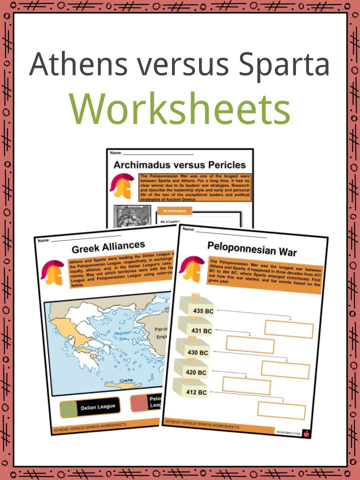Athens Versus Sparta Facts & Worksheets For Kids