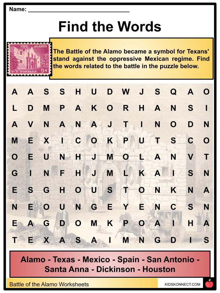 Free Printable Alamo Worksheets