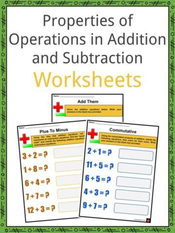 Properties of Operations in Addition and Subtraction Worksheets