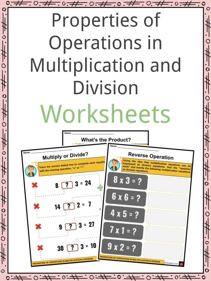 Properties of Operations in Multiplication and Division Worksheets