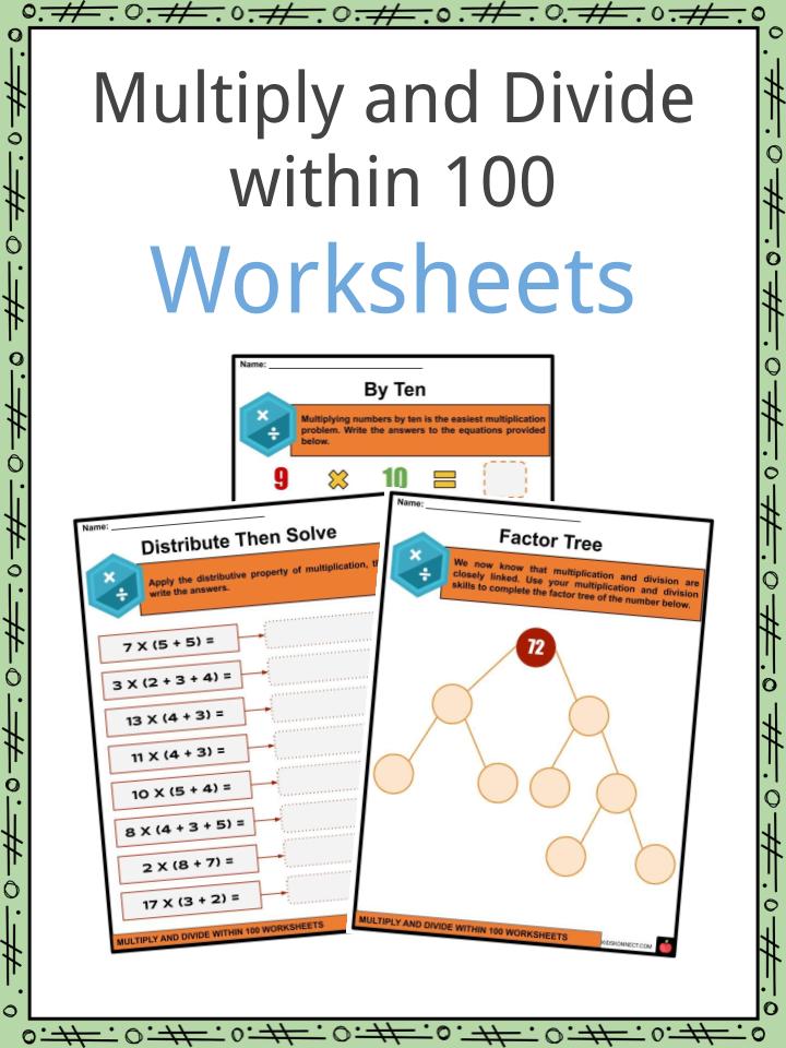 multiply and divide within 100 facts worksheets for kids
