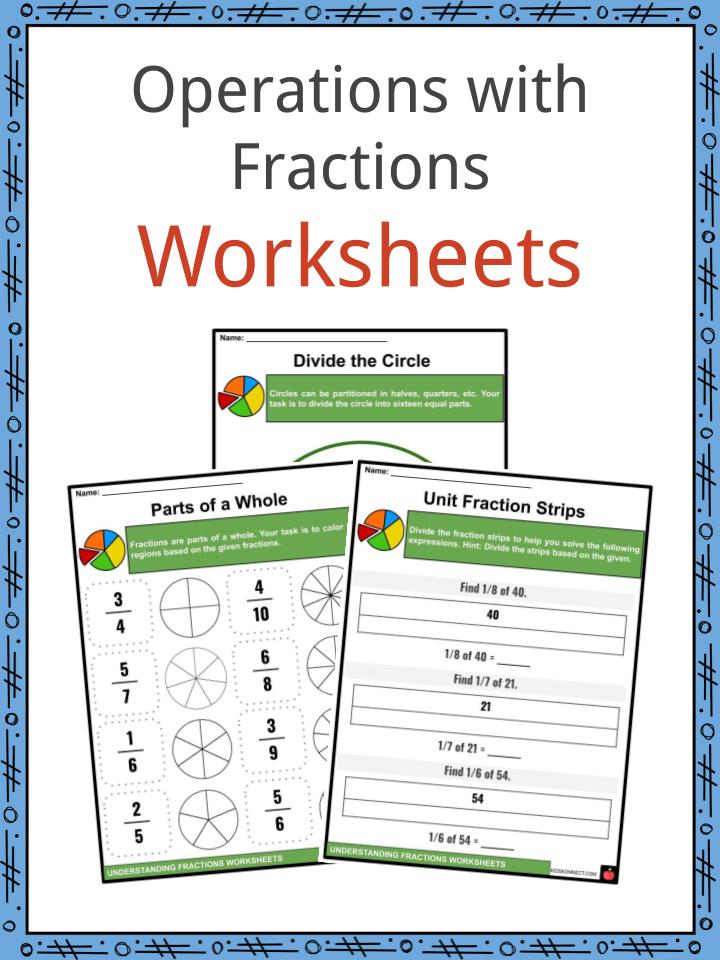 Operations with Fractions Facts Worksheets For Kids
