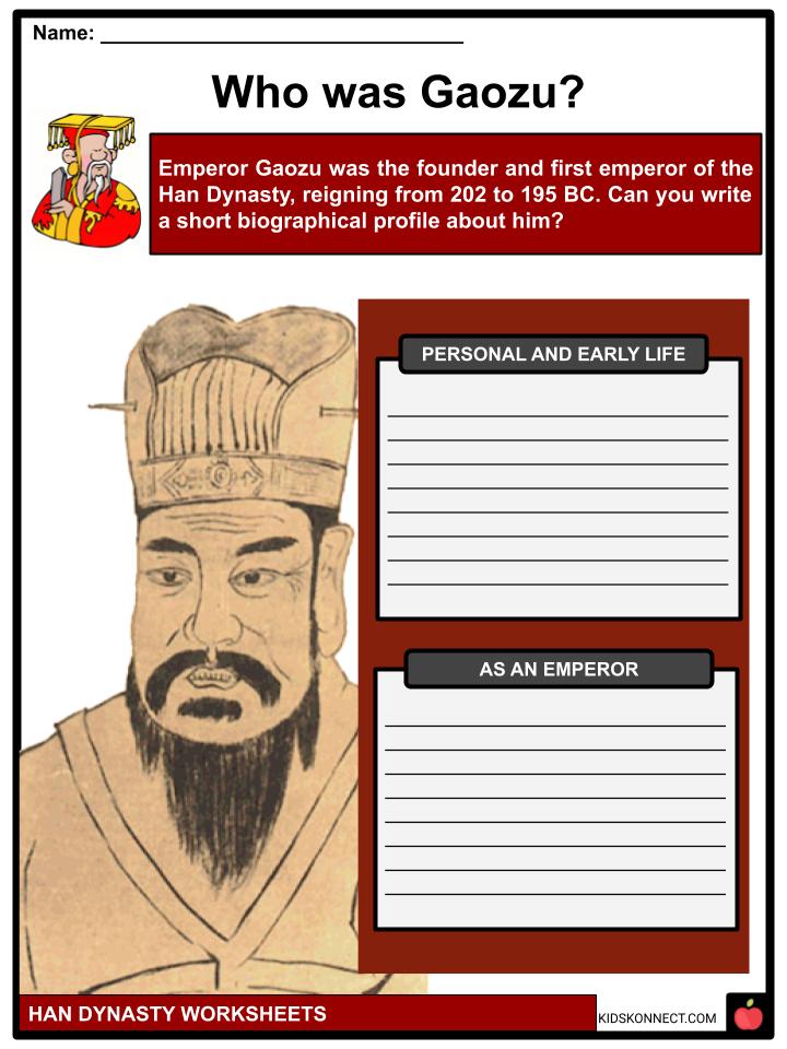Han Dynasty Facts, Worksheets, Emperor Gaozu & Achievements For Kids