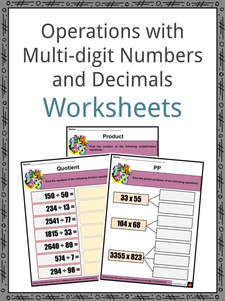 Operations with Multi-digit Numbers and Decimals Worksheets