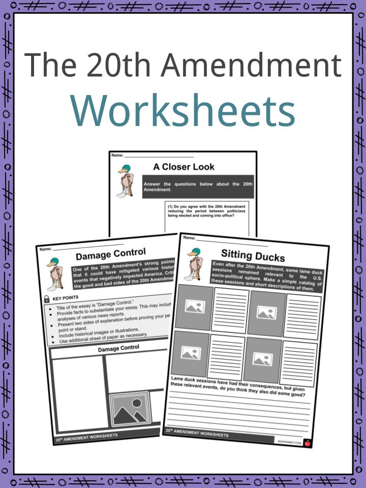20th Amendment Worksheets