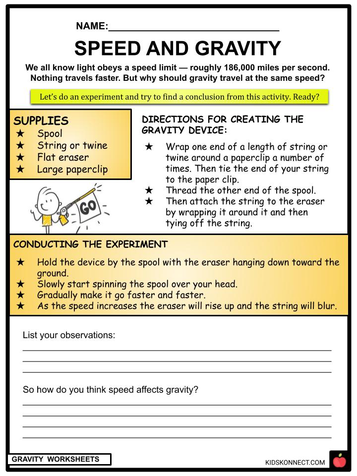 Gravity Facts & Worksheets For Kids Forces Of The Universe PDF