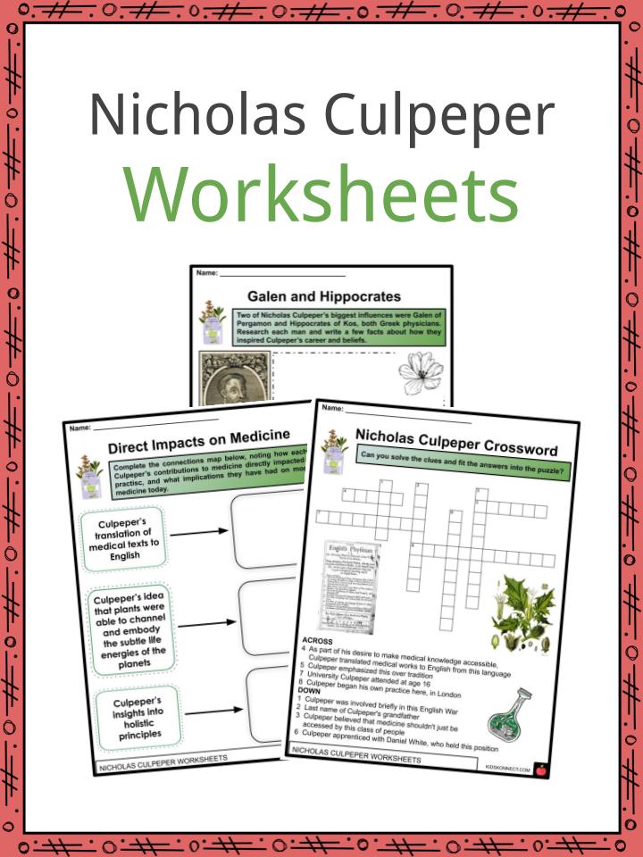 Nicholas Culpeper Worksheets