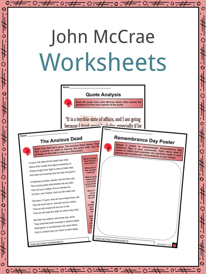 John McCrae Worksheets