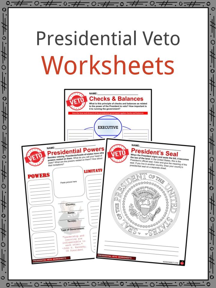 Presidential Veto Worksheets
