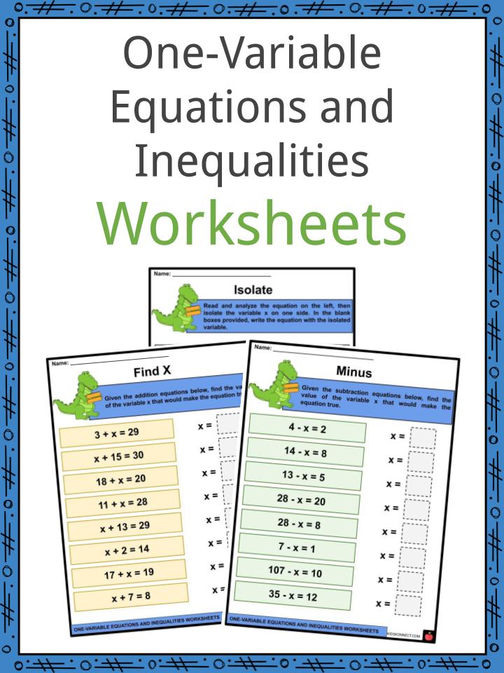 One-variable Equations and Inequalities Worksheets