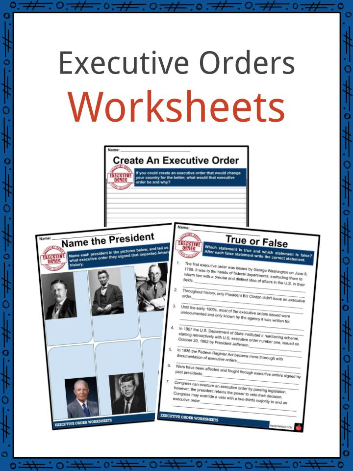 Executive Orders Worksheets