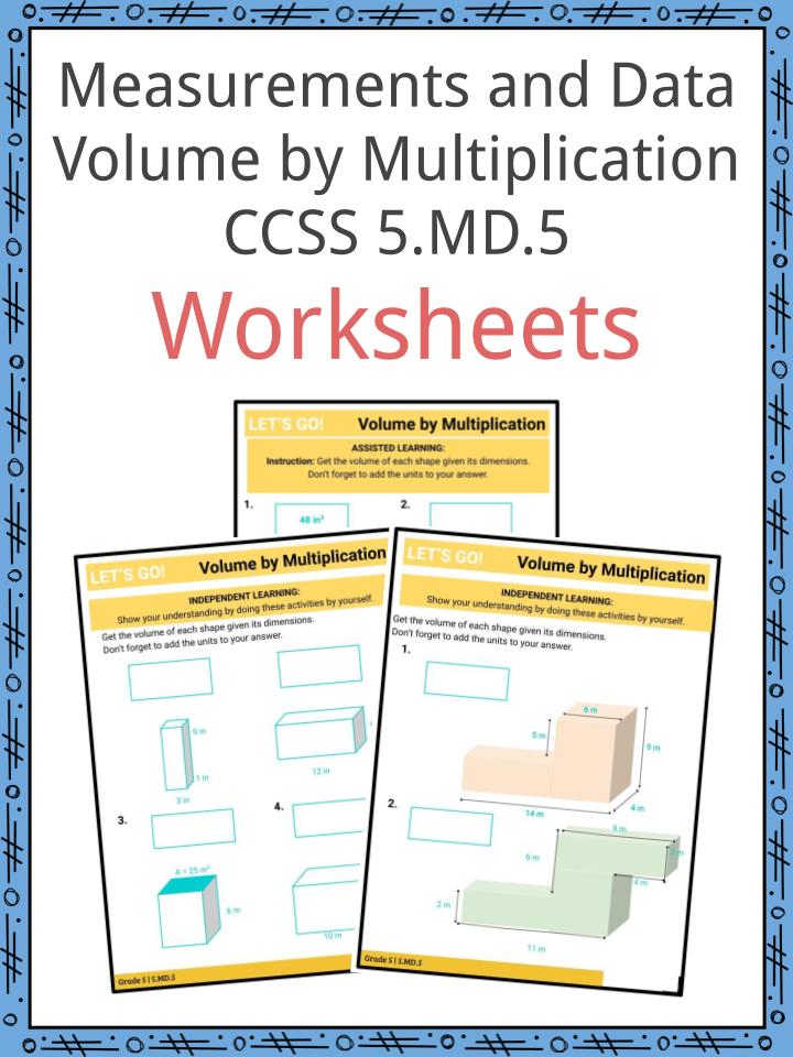 Measurement and Data Grade Volume by Multiplication CCSS 5 MD.5 Worksheets