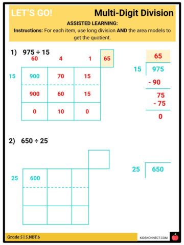 Numbers And Operations In Base Ten: Multi-Digit Division CCSS 5.NBT.6