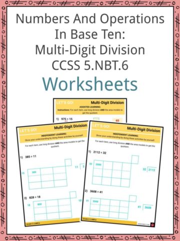 Numbers and Operations in Base Ten Multi-Digit Division 5.NBT.6 Worksheets