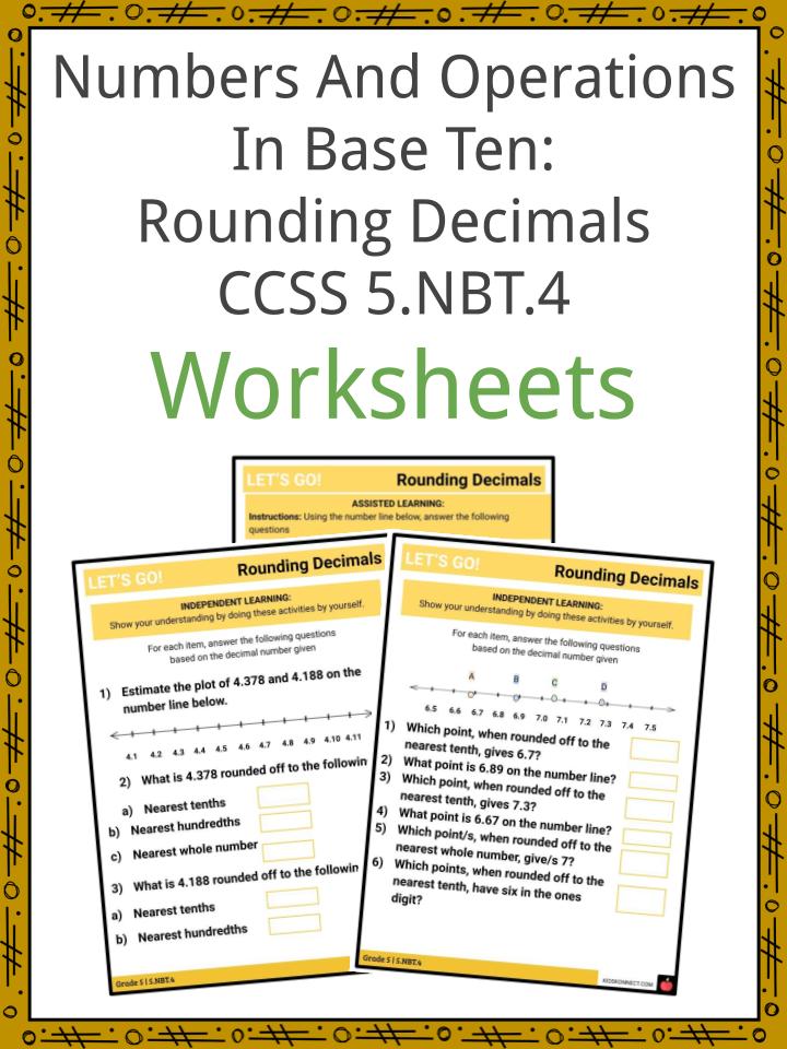 Numbers and Operations in Base Ten Rounding Decimals 5.NBT.4 Worksheets