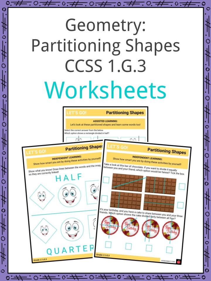 Geometry Partitioning Shapes CCSS 1.G.3 Worksheets
