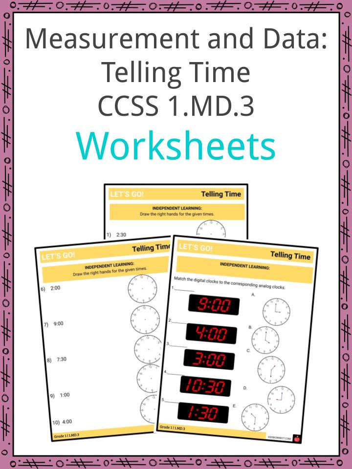 Measurement and Data Telling Time CCSS 1.MD.3 Worksheets