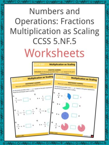Numbers and Operations Fractions Multiplication as Scaling CCSS 5.NF.5 Worksheets