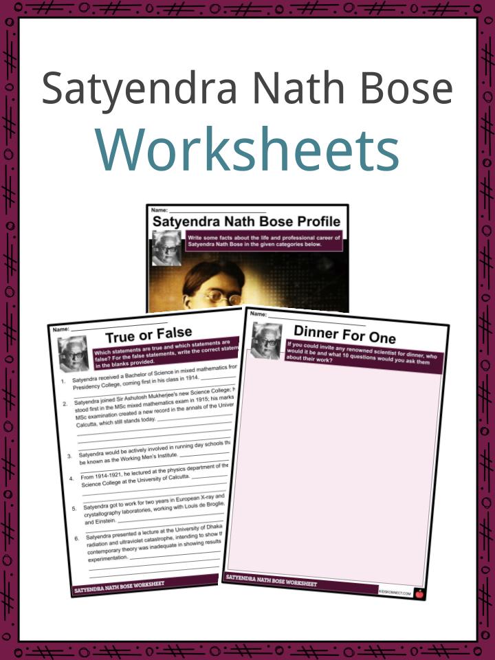 Satyendra Nath Bose Worksheets