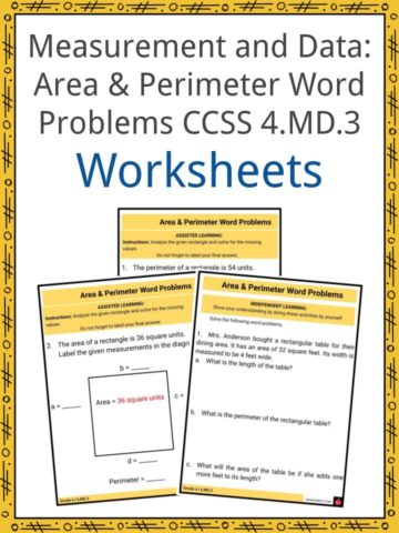 Measurement and Data Area & Perimeter Word Problems CCSS 4.MD.3 Worksheets