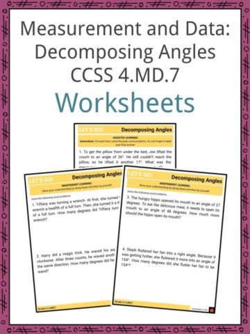 Measurement and Data Decomposing Angles CCSS 4.MD.7 Worksheets
