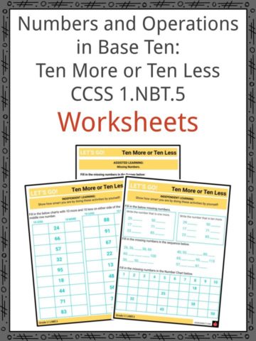 Numbers and Operations in Base Ten Ten More or Ten Less CCSS 1.NBT.5 Worksheets