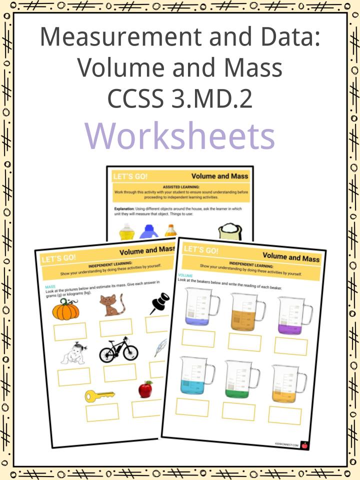 measurement and data volume and mass ccss 3 md 2 facts worksheets