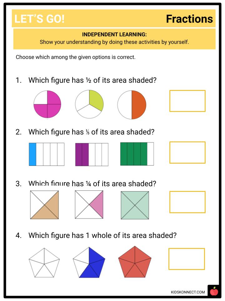 Number And Operations Fractions CCSS 3 NF 1 Facts Worksheets