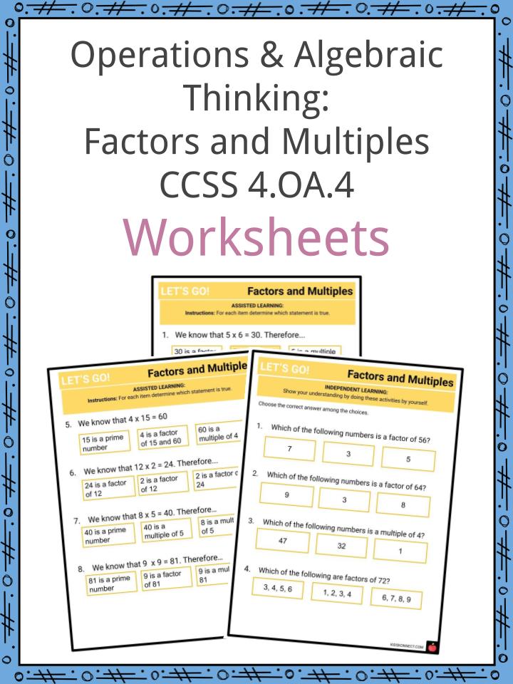 Operations & Algebraic Thinking Factors and Multiples CCSS 4.OA.4 Worksheets