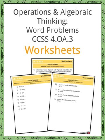Operations & Algebraic Thinking Word Problems CCSS 4.OA.3 Worksheets