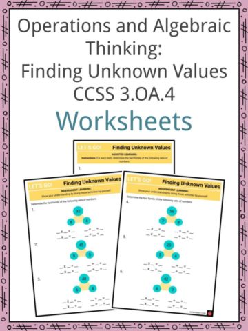 Operations and Algebraic Thinking Finding Unknown Values CCSS 3.OA.4 Worksheets