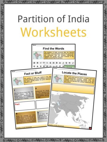 Partition of India Worksheets