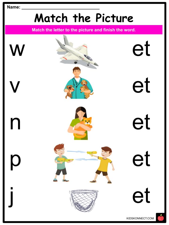 Phonics ET sounds Worksheets & Activities For Kids