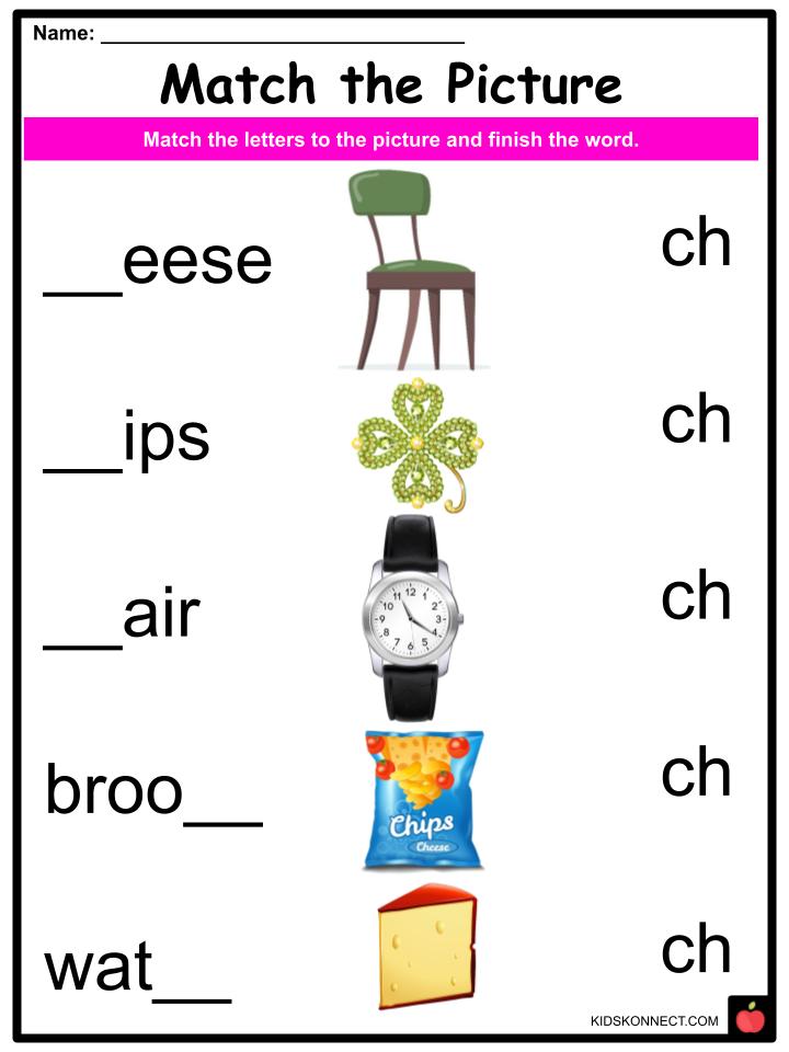 Phonics CH sounds Worksheets & Activities For Kids