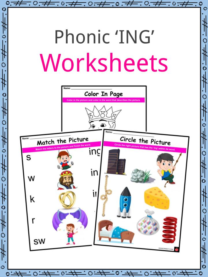 Phonics ING sounds Worksheets & Activities For Kids