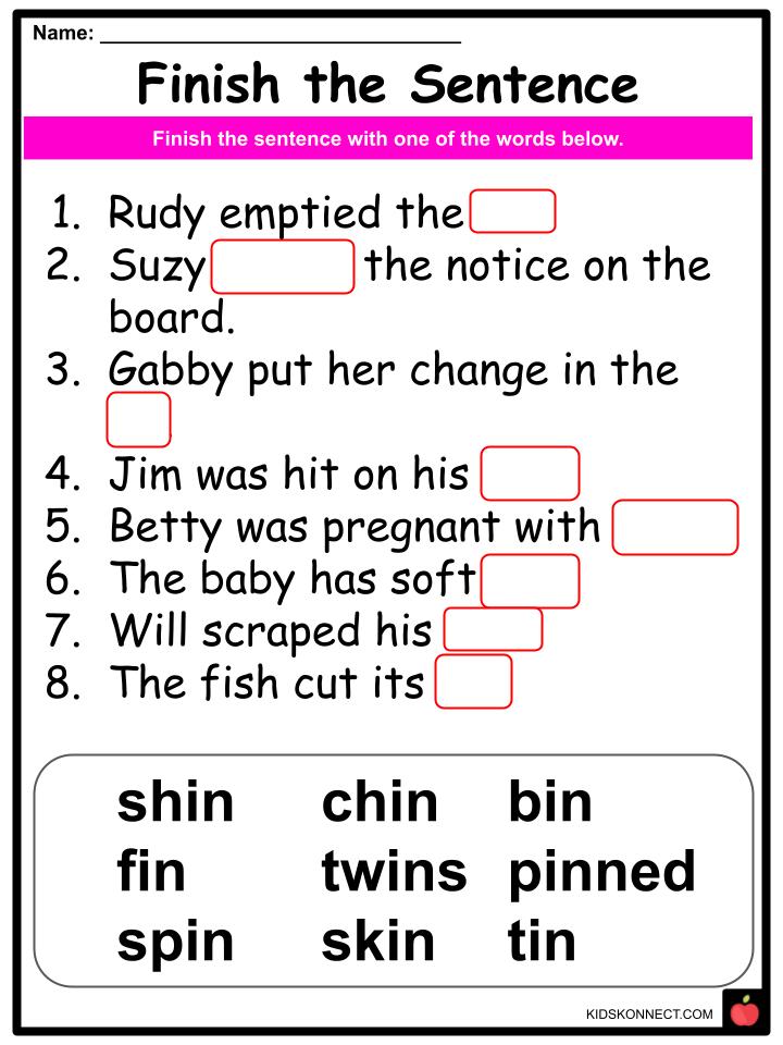 Phonics IN sounds Worksheets & Activities For Kids