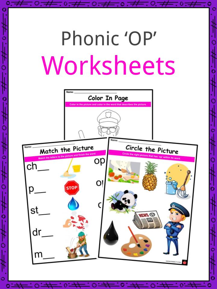 Phonics OP sounds Worksheets & Activities For Kids