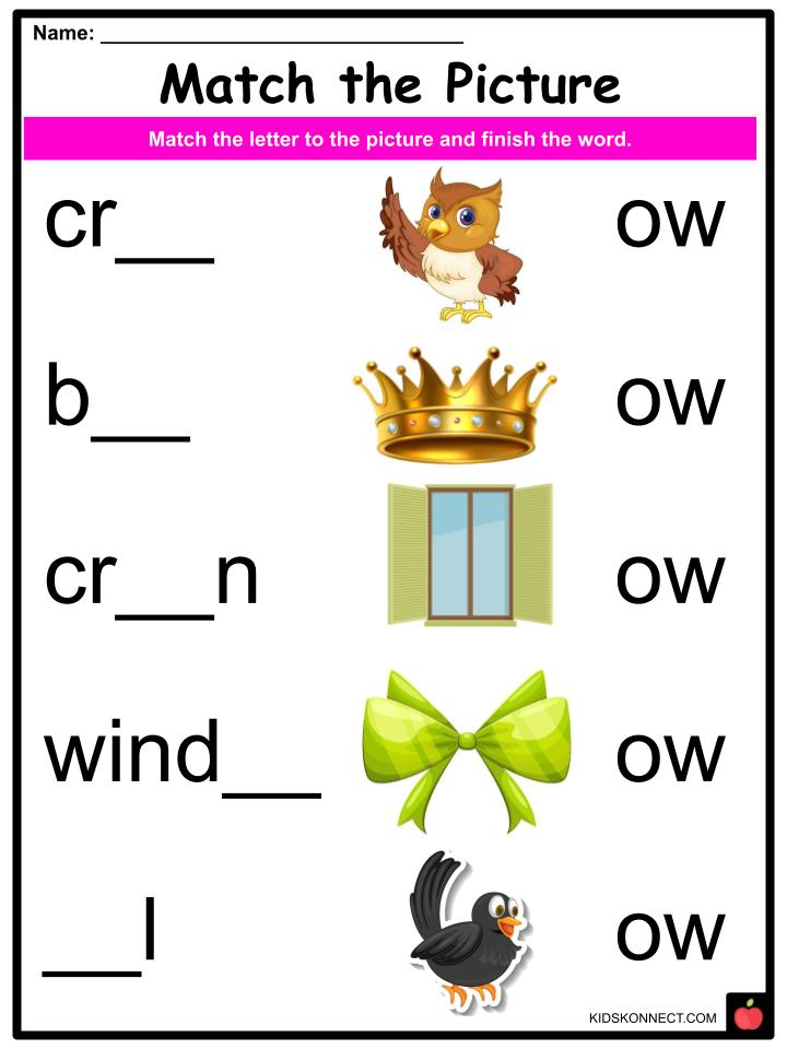 Phonics Ow Sounds Worksheets And Activities For Kids