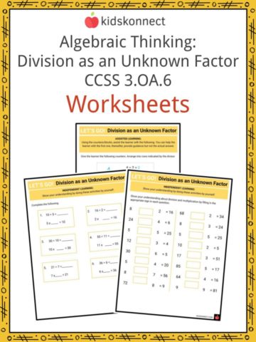 Algebraic Thinking Division as an Unknown Factor CCSS 3.OA.6 Worksheets