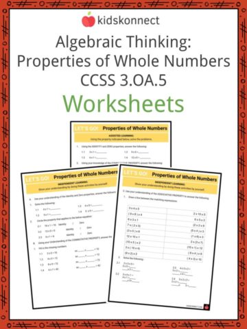 Algebraic Thinking Properties of Whole Numbers CCSS 3.OA.5 Worksheets