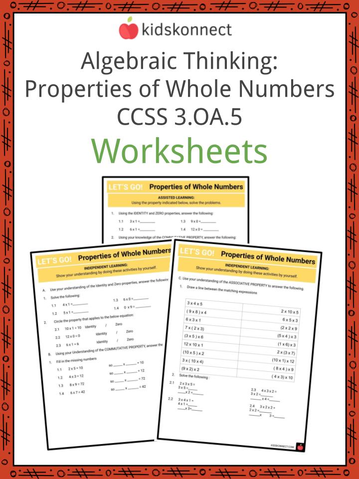 algebraic thinking properties of whole numbers ccss 3 oa 5