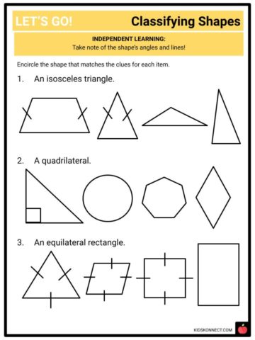 Geometry: Classifying Shapes CCSS 4.G.2 Facts & Worksheets