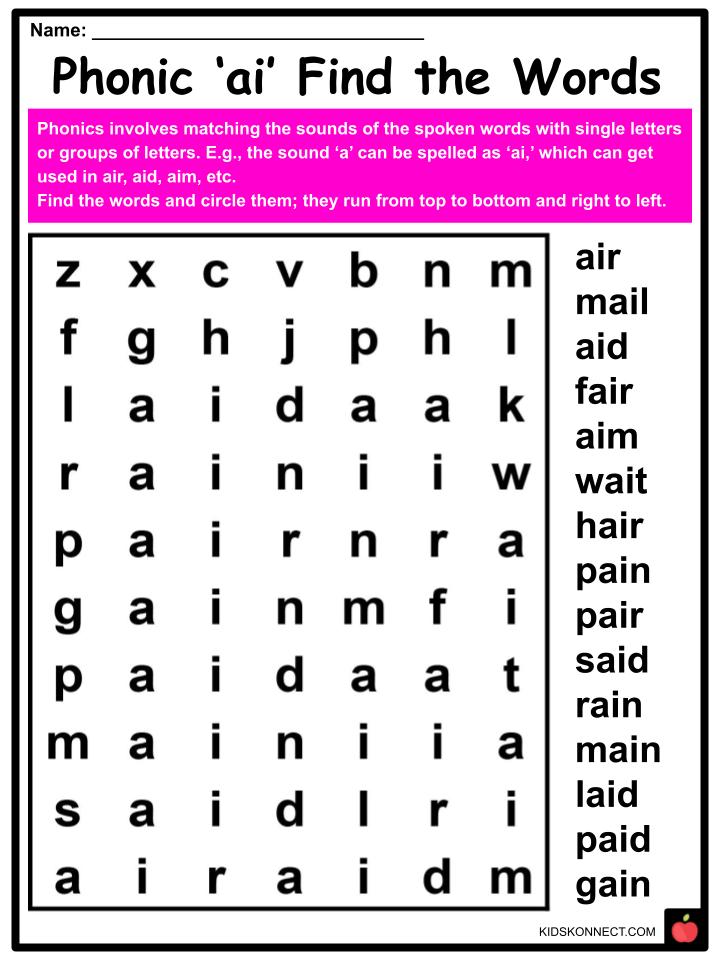 Phonics Ai Sounds Worksheets And Activities For Kids