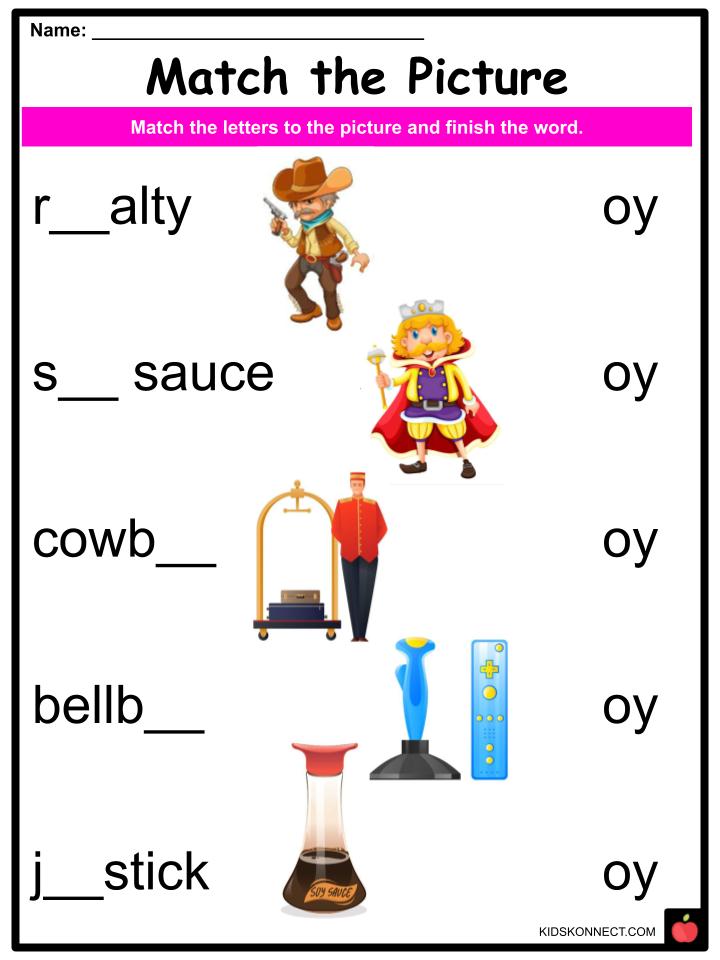 Phonics OY sounds Worksheets & Activities For Kids.